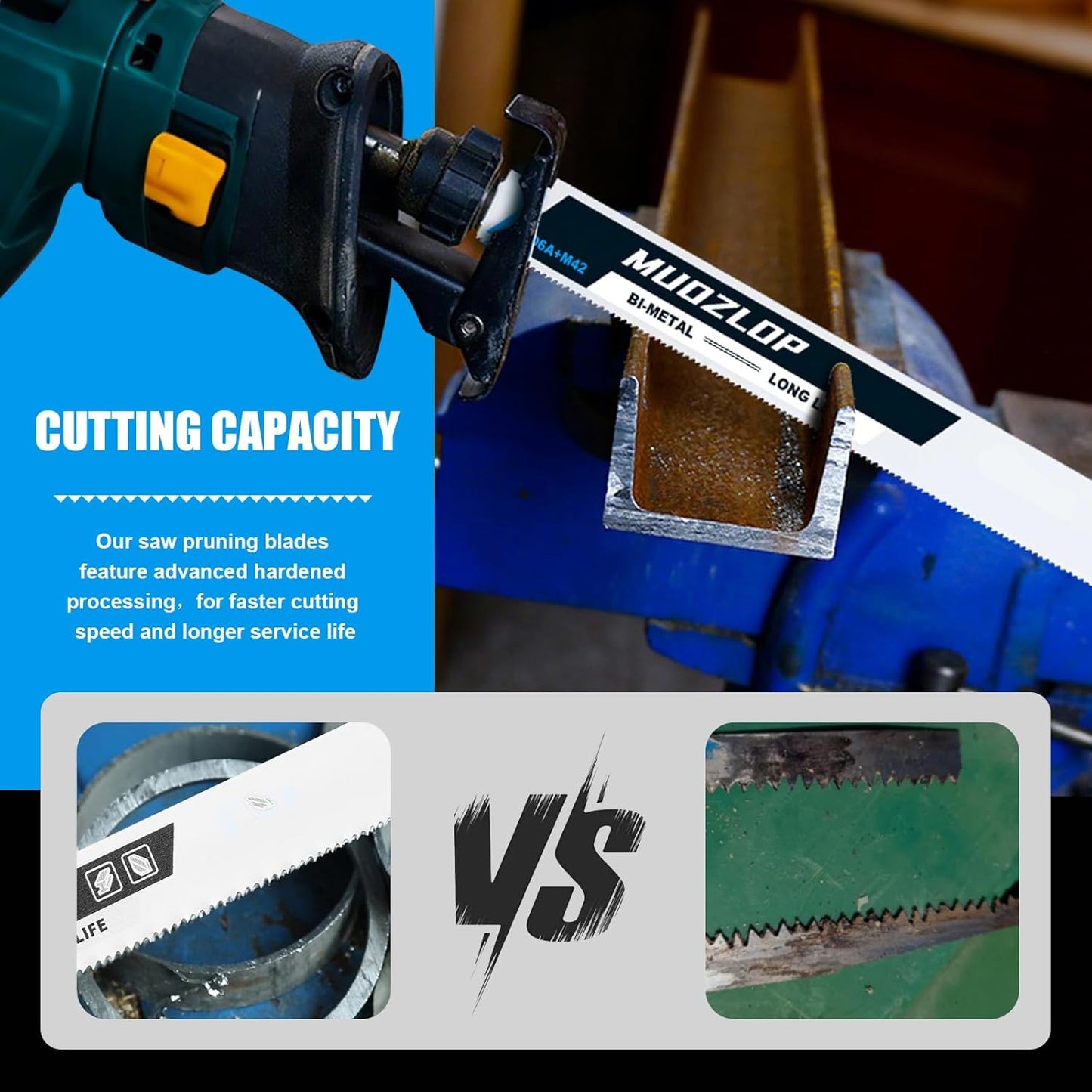 25 Pack 6 inch Reciprocating Saw Blades Set,18 TPI High Carbon Saw Blades, Metal Saw Blades with Organizer Case (25, 18TPI/150mm)