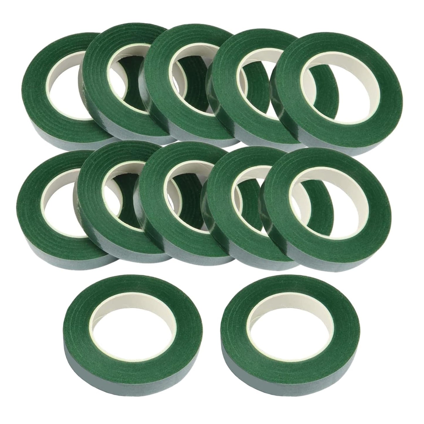 12 Rolls 1/2 Inch 30 Yard Green Floral Tape for Bouquet Stem Wrapping - Adhesive, Waterproof and Flexible (Dark Green)