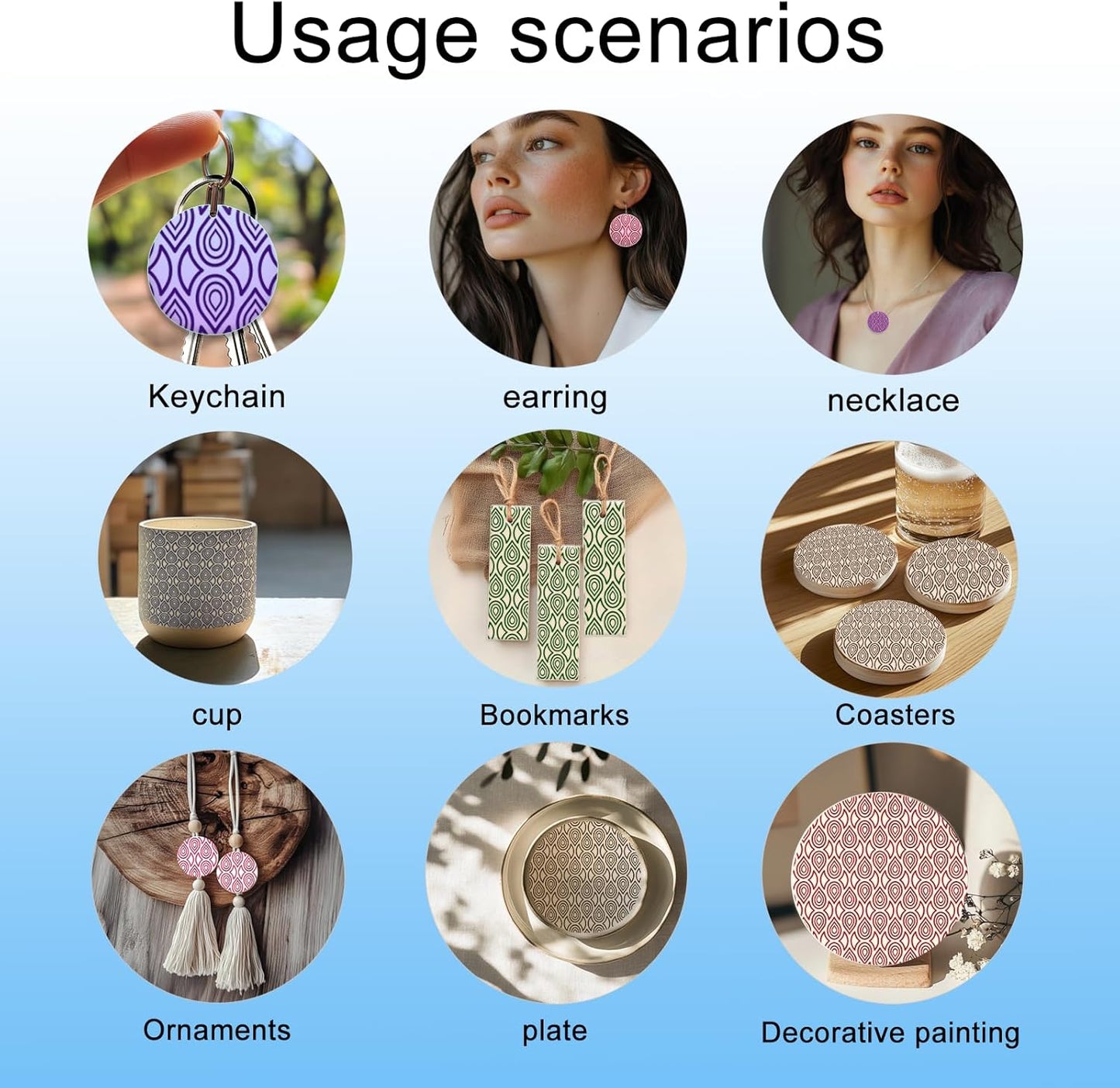 CHGCRAFT Teardrop Polymer Clay Texture Sheets Repeating Seamless Pattern Silicone Texture Stamp Line Art Modeling Pattern Pad for Jewelry and Clay Earrings Tools, 5.5x5.5 inch