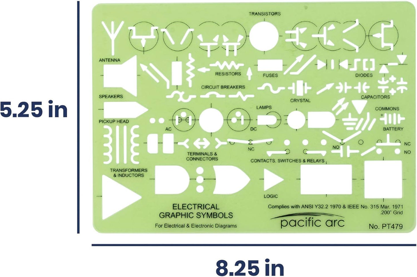 Pacific Arc Template: Electrical Graphic Symbols, 117 Openings 5" x 7"