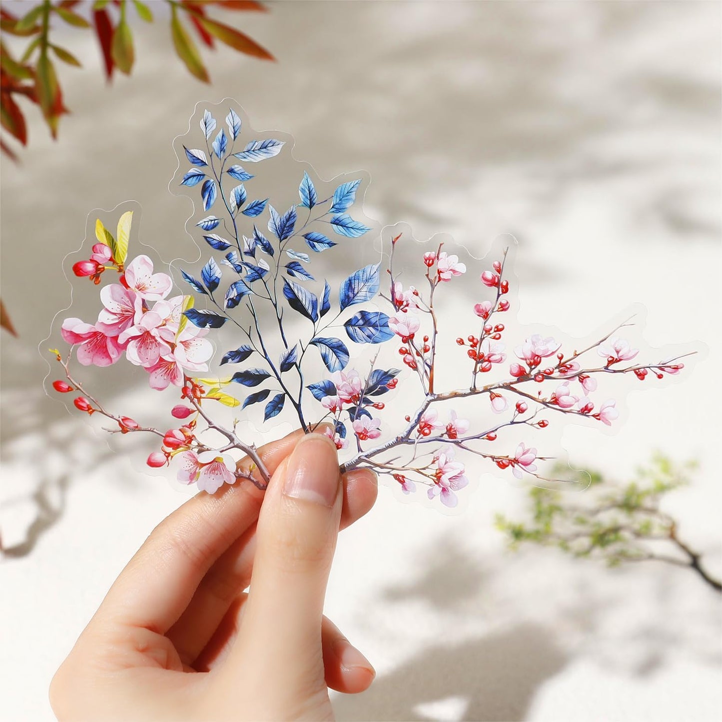 120Pcs Botanical PET Stickers, Branch and Leaf Designs for Scrapbooking Waterproof Journaling Supplies Junk Journal Ephemera with Storage Organizer