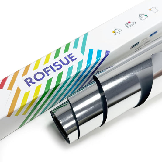 Metallic Silver Foil Heat Transfer Vinyl 12Inch*6Ft Bundle Chrome HTV Pack in Vibrant Colors for Stunning T-Shirt Designs! Perfect for DIY Heat Transfer Vinyl (Silverr, 12Inch*6Ft)