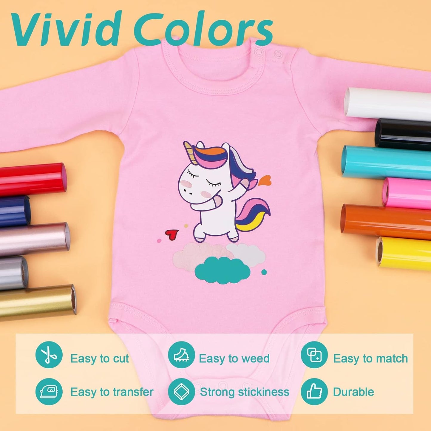 HTVRONT HTV Vinyl Rolls - 12" x 5ft Turquoise Heat Transfer Vinyl for Shirts & All Cutter Machines - Easy to Cut & Weed