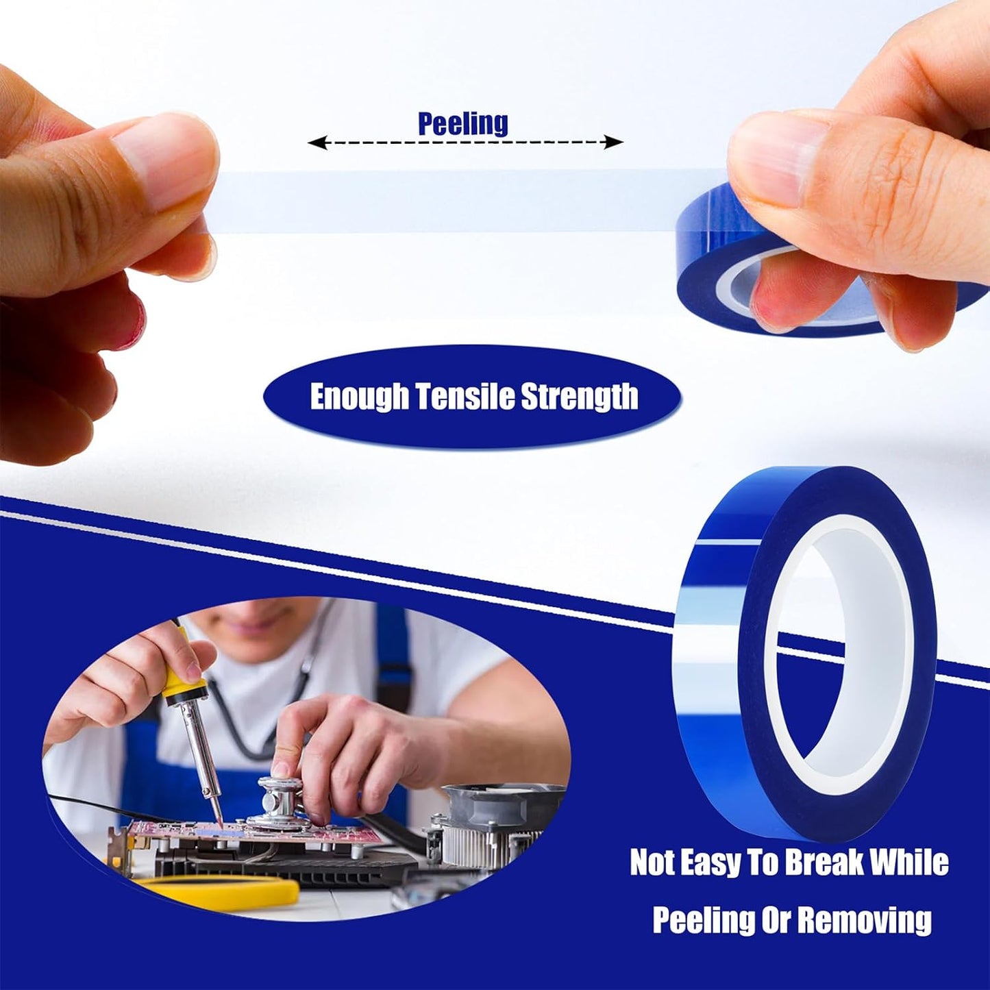 6 Rolls 10mm x16m(52FT) Blue Heat Tape High Temperature Heat Resistant Tape Heat Transfer Tape for Heat Sublimation Press Vinyl,No Residue