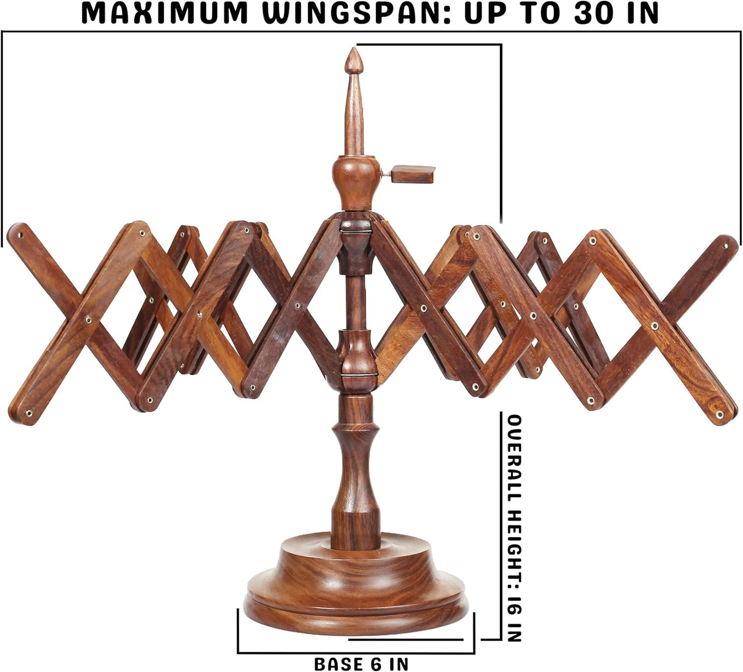 Bhartiya Handicrafts Rosewood Table Top Yarn Swift | Hand Operated Yarn Winder Swift | Yarn Winder for Swift Winding Lines (Design 2)