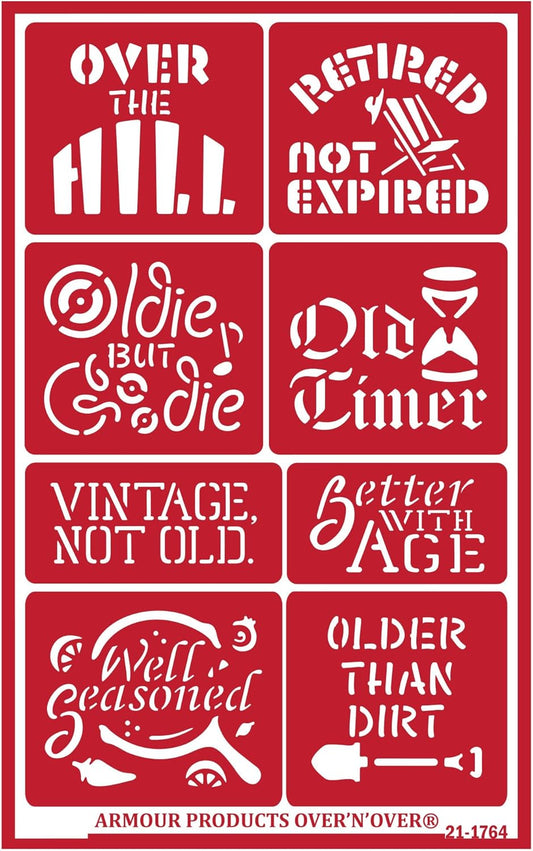 Over'N'Over Reusable Glass Etching Stencils – Durable Self-Stick Designs for Glass, Mirrors, and Ceramics with Armour Etch Cream – 5” x 8” Stencil Sheet - Over The Hill