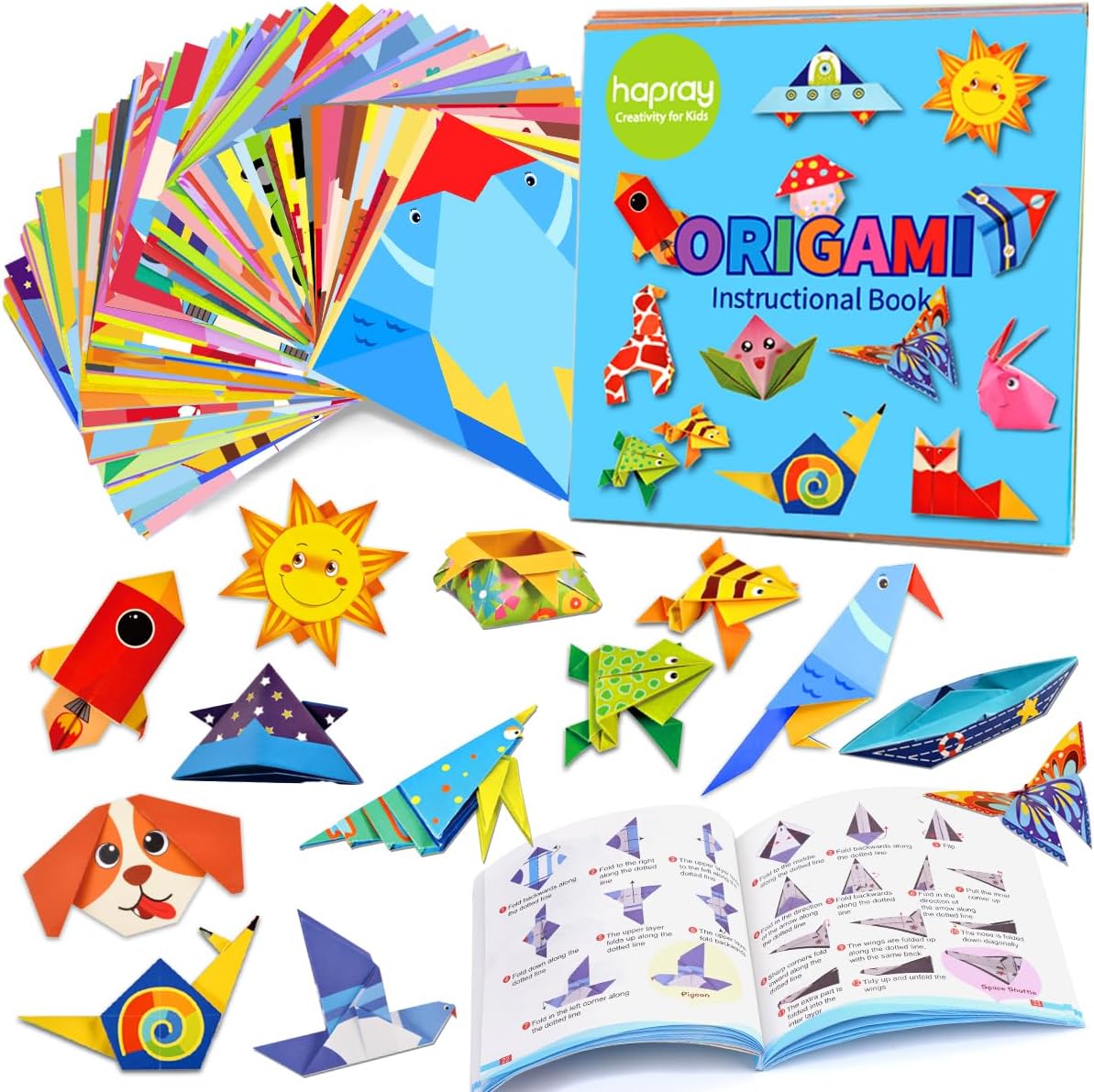 Origami Kit for Kids Ages 5-8 8-12, with Guiding Book, 98 Sheets Paper with 47 Patterns, DIY Art and Craft Projects, Beginners Children's Day Gift Boy Girl