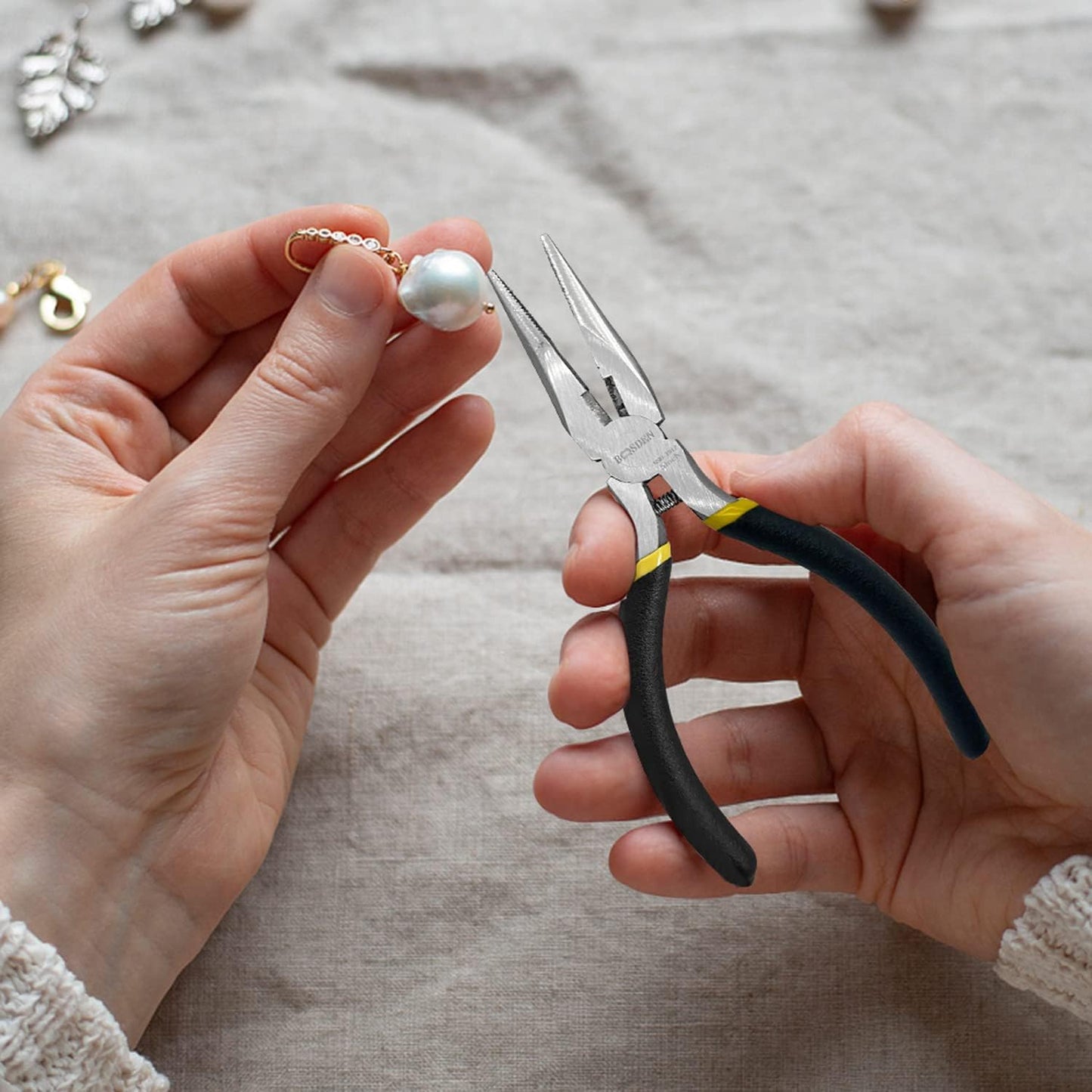 BOOSDEN 5" Needle Nose Pliers, Mini, Jewelry Making, Electronics Repair