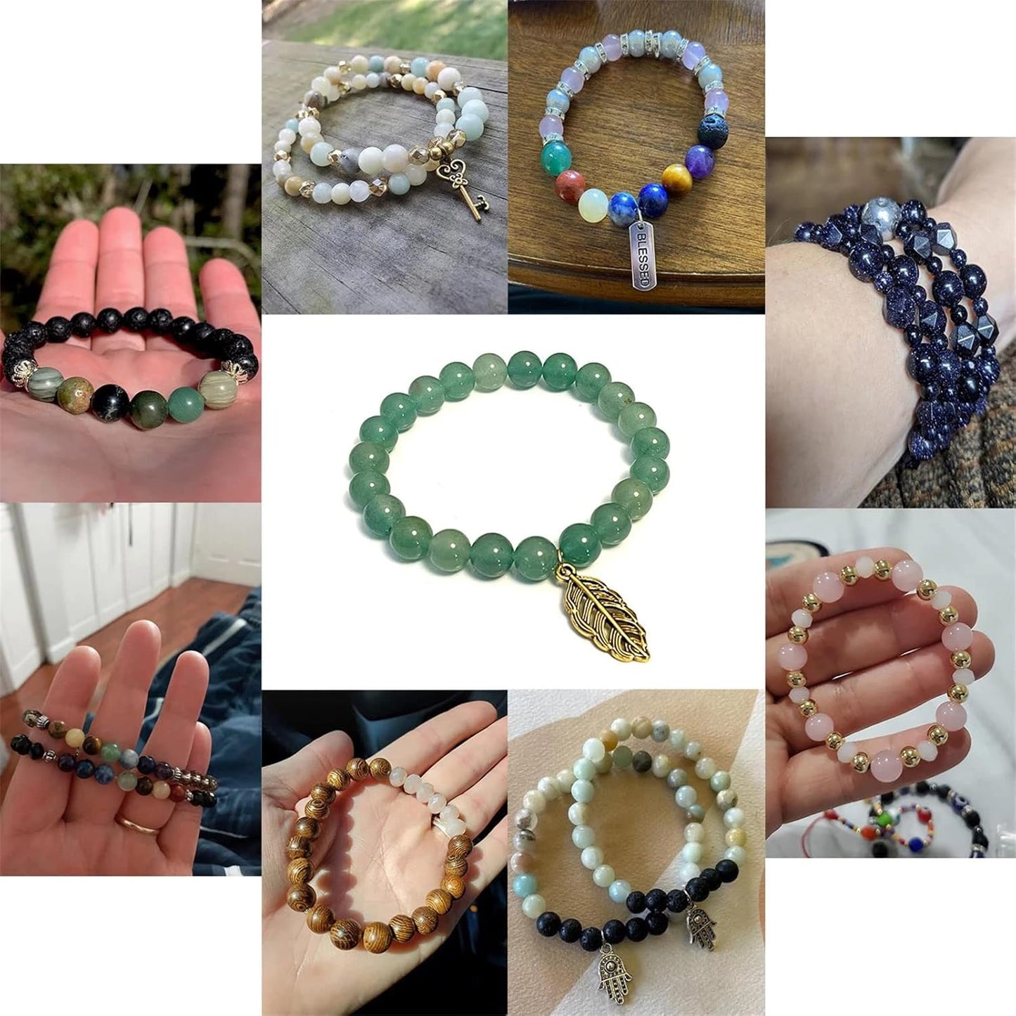 46PCS 8mm Natural Stone Beads Blue Amazonite Jade Stone Round Loose Beads for Jewelry Making DIY Bracelet Necklace 15 Inch