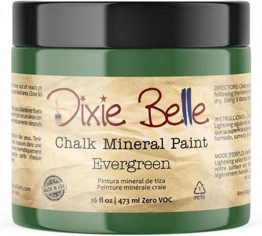 Dixie Belle Paint Company Chalk Finish Furniture Paint - Evergreen (16oz) - Matte Bold Green Chic Chalk Mineral DIY Furniture Paint