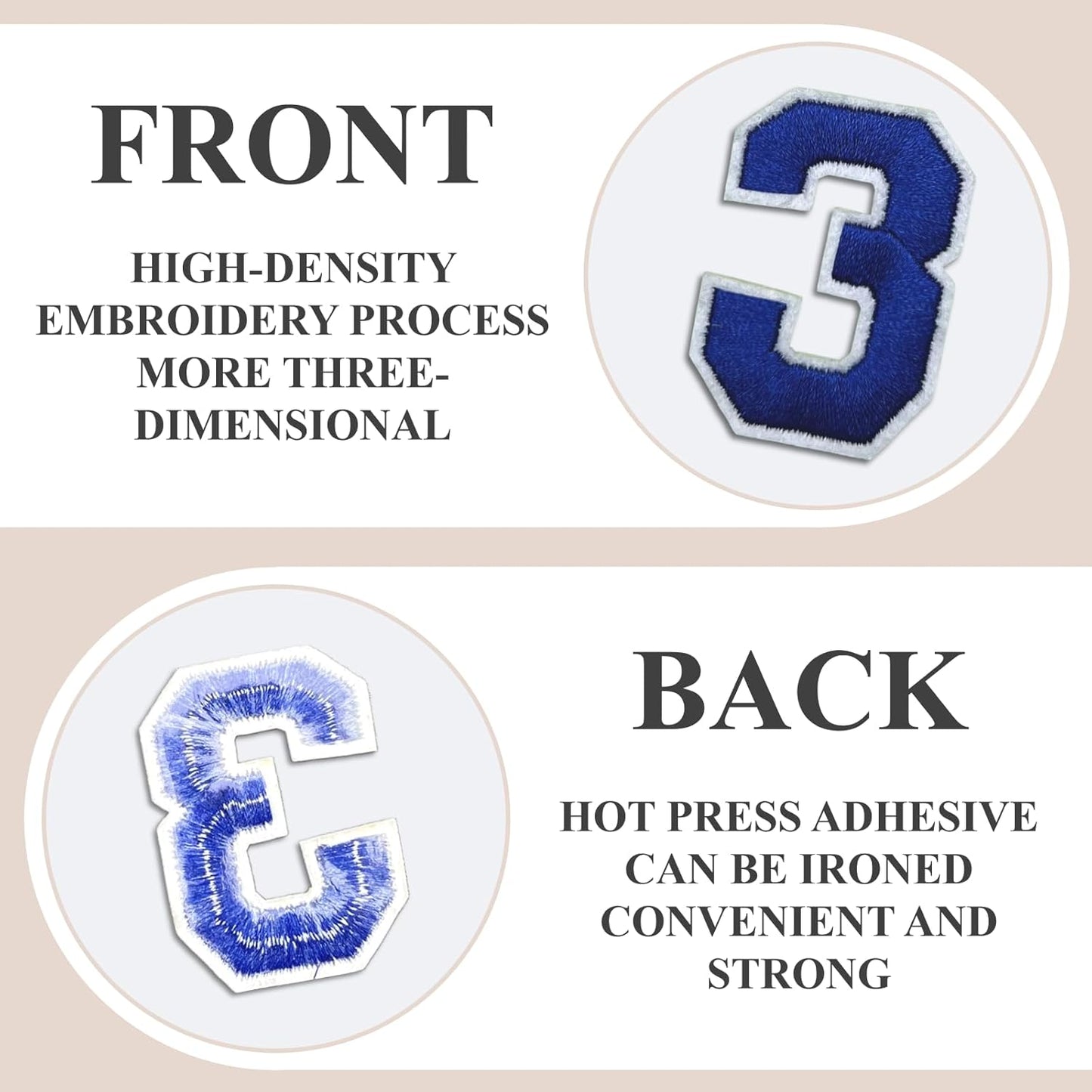 Letter and Number Iron On Patches, A-Z Alphabet and Numbers 0-9 Embroidery Applique Patch, DIY Decorative Heat Press Patches for Clothing Jeans Jackets Backpacks Hats (Blue 72 Pcs)