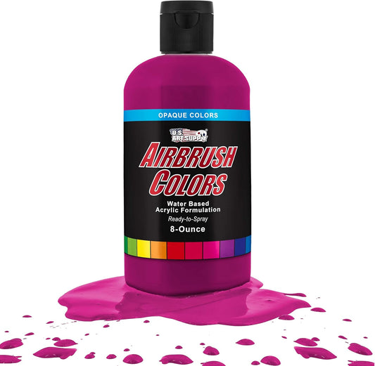 U.S. Art Supply Opaque Magenta Acrylic Special Effects Airbrush Paint - 8oz Ready to Spray Air Brush Paint for Nails, Models, Fabric - Water-Based Air Brush Painting