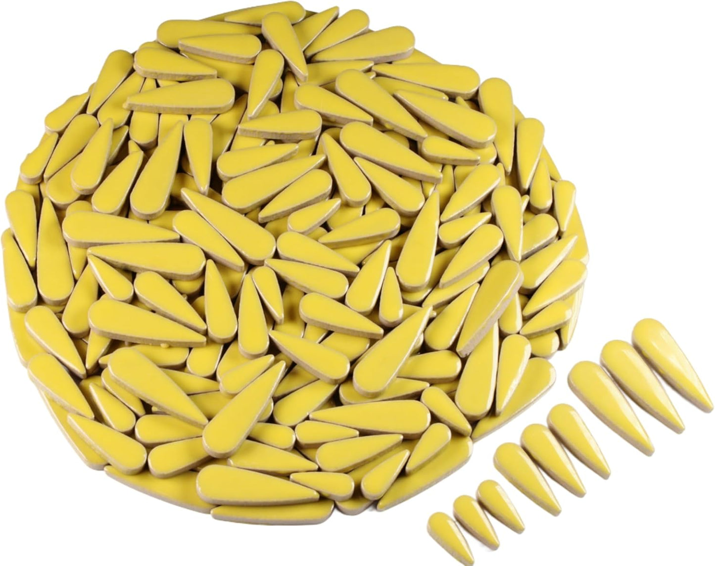 200g Petal Droplet Shaped Ceramic Mosaic Tiles for Crafts, Vibrant Colors, Ceramic Tiles for Mosaic Making Kits, DIY Arts and Crafts (Yellow)