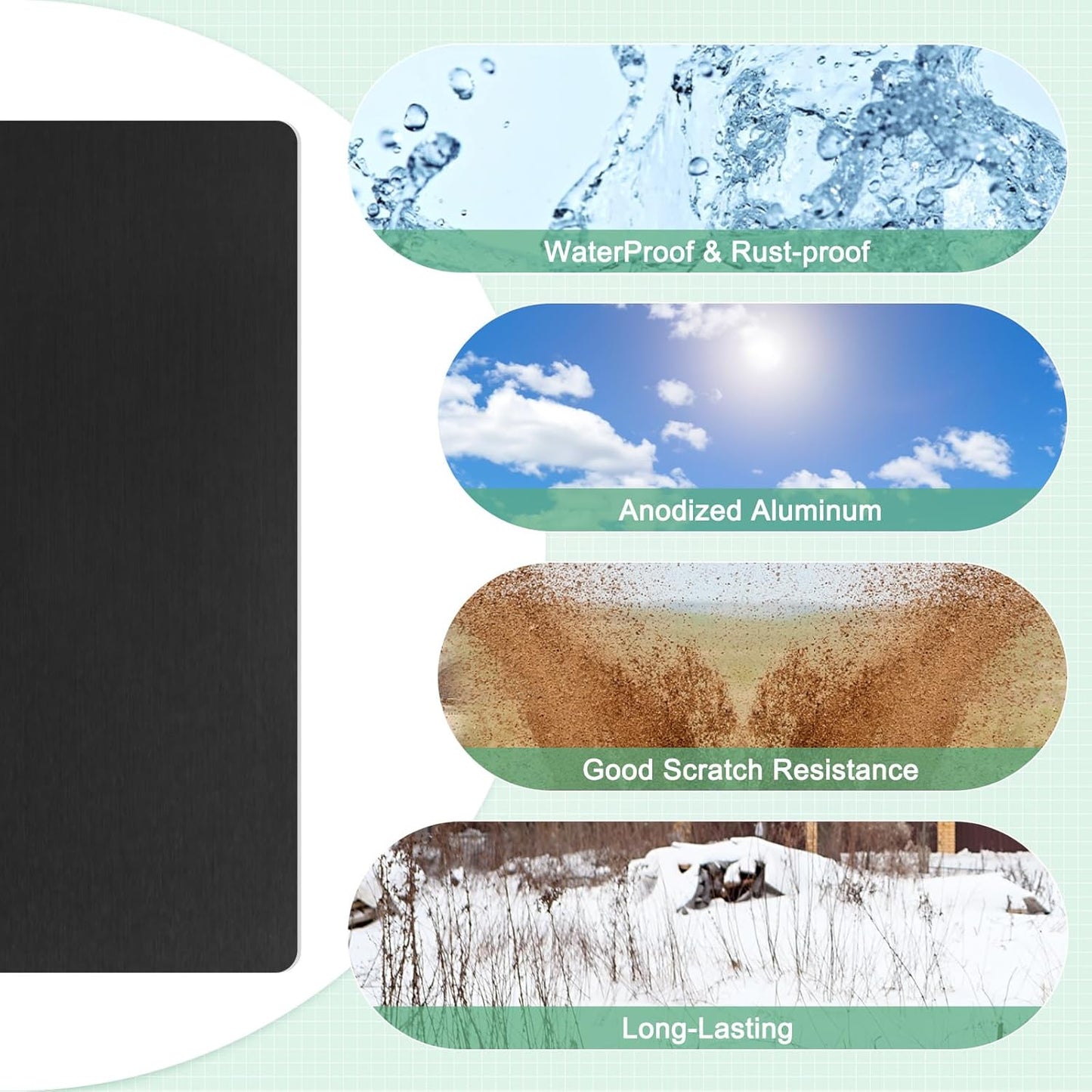 20-Pack Anodized Aluminium Laser Engraved Mount Metal Plate 4x2x0.02 Inch Engraver Blank Anodized Aluminum Sheets for DIY Laser Printing/Home/Office[Black]