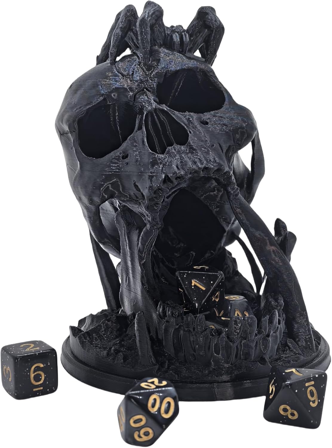 Skull Dice Tower Dungeons and Dragons RPG abletop Roleplaying Game Jail D&D (Random 7PCS D20 Dice Set Included) Black
