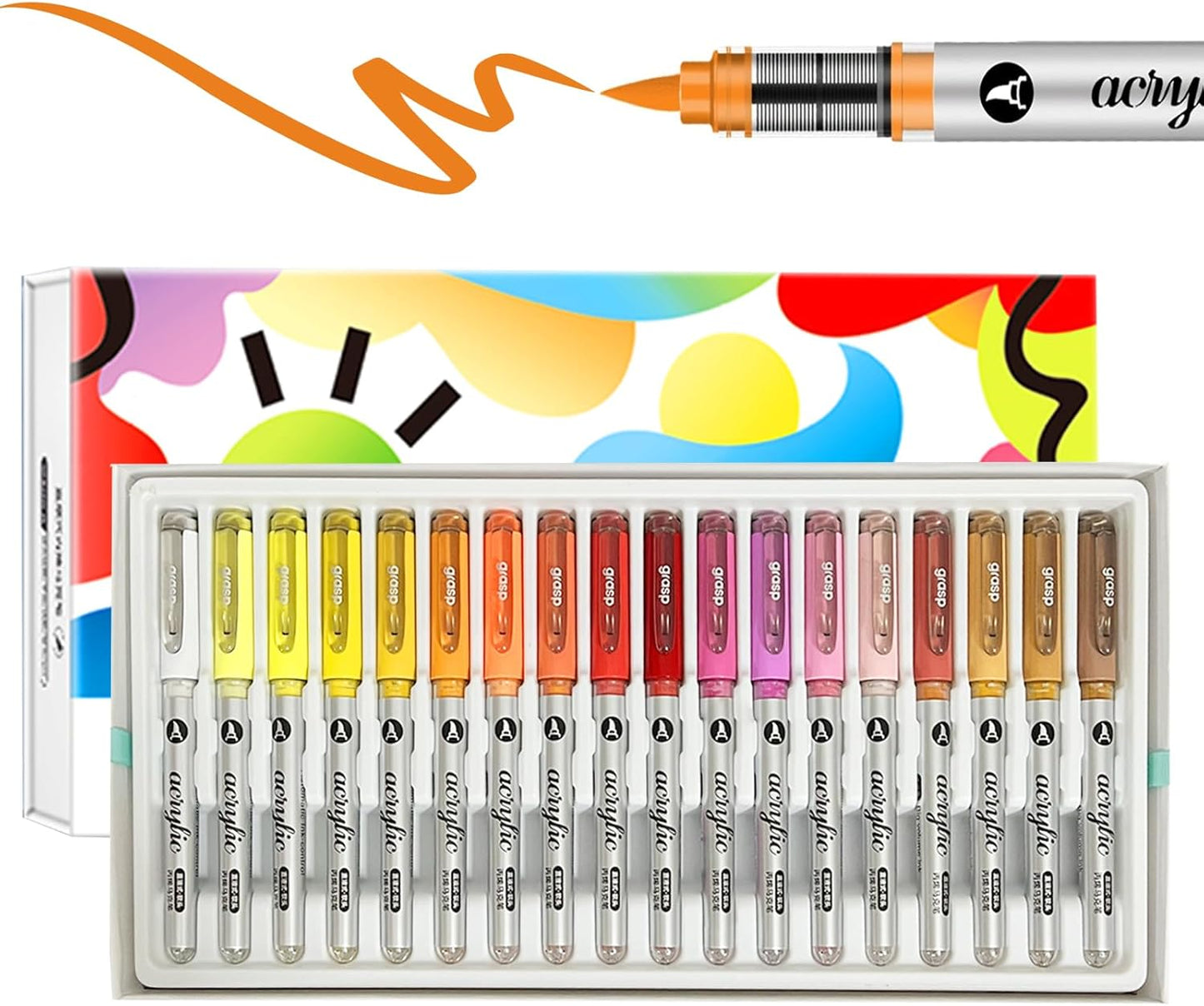 36 Colors Acrylic Paint Markers Set, Water Based Acrylic Paint Pens With Visual Ink Window,Soft Brush Tip Acrylic Markers for canvas, Egg, rock painting,Wood, Stone, Glass, Fabric and DIY Crafts Art