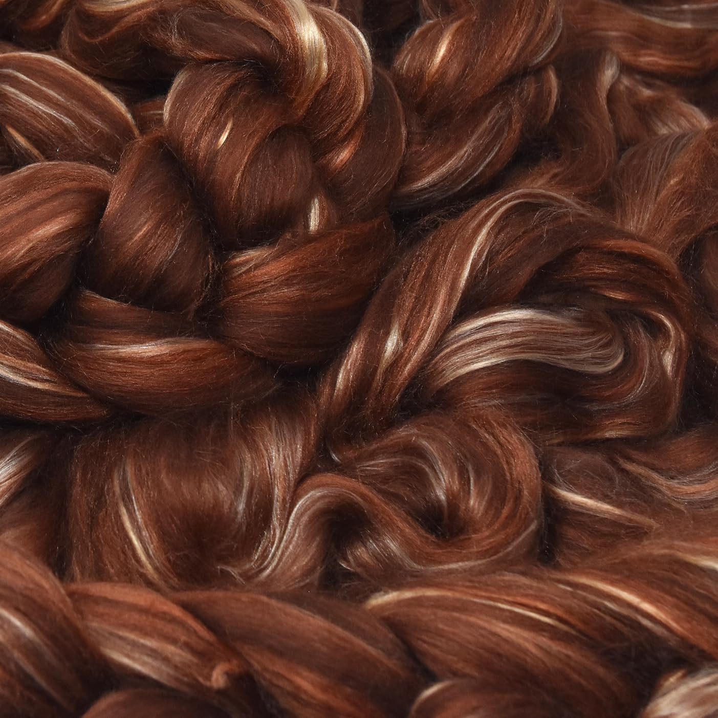 Merino Silk Luxe Tonal Designer Blend. Superfine Merino, Mulberry, Tussah Silk. Top Roving for Spinning or Felting. Cocoa Delight 4oz