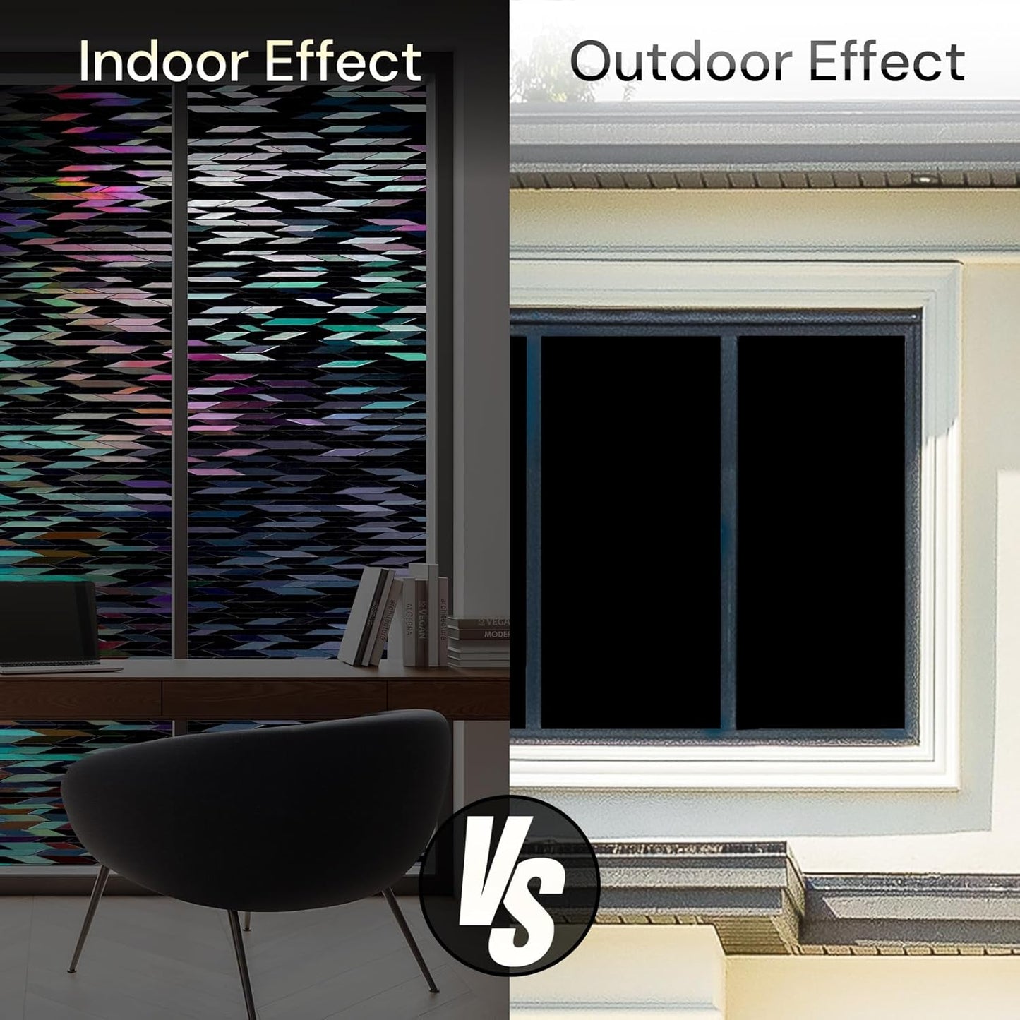 rabbitgoo Window Privacy Film, Total Blackout Window Film, Stained Glass Heat Control Glass Thermal Sticker, Room Darkening Door Cover, Anti-UV Privacy Cling with Installation Tools, 23.6" x 78.7"