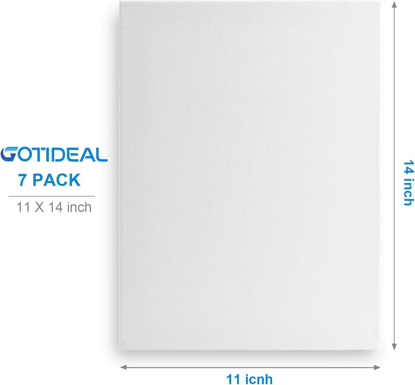 GOTIDEAL Stretched Canvas, 11x14 Inch Set of 7, Primed White - 100% Cotton Artist Canvas Boards for Painting, Acrylic Pouring, Oil Paint Dry & Wet Art Media