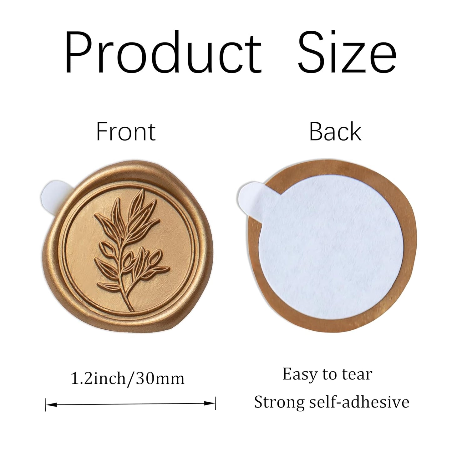 PONATIA Antique Gold Wax Seal Stickers - 50 Pcs Self- Adhesive Wedding Seal Stickers, Perfect for Wedding Invitation Cards, Envelopes Christmas Cards, Gift Wrapping, Party Menu Decor