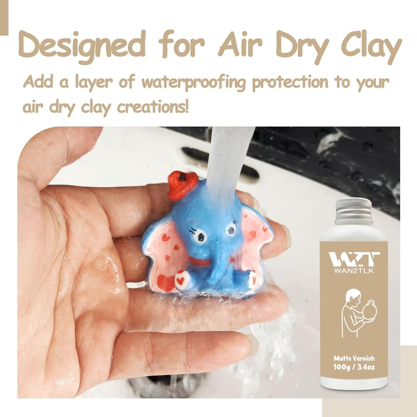 Air Dry Clay Glaze 100ml, Matte Varnish for Air Drying Clay - Clear Matte Finish for Pottery/Sculptures/DIY Craft - Waterproof Acrylic Coating