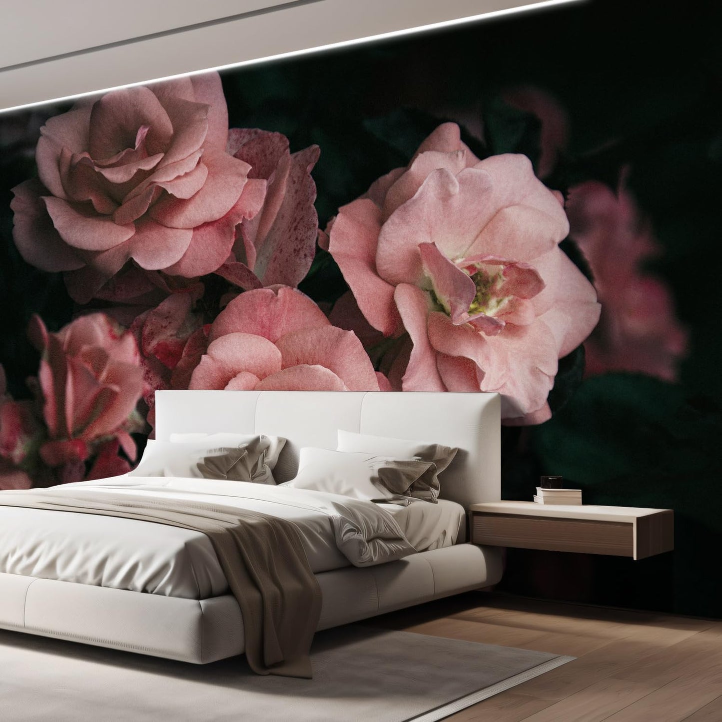 wall26 Wall Sticker/Wall Mural Dark Rose Flower Blossoms Nature Wilderness, Not Peel and Stick, Non-Woven Wallpaper Decorative for Bedroom, Living Room, Office - 100x144 inches