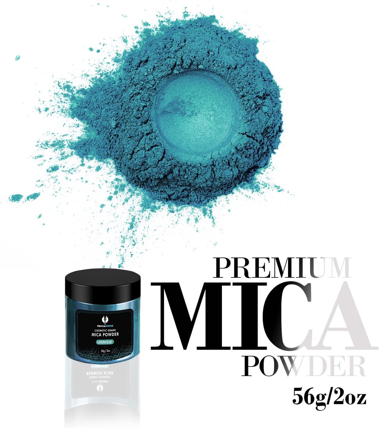 Laguna Blue Mica Powder for Epoxy Resin 56g / 2oz. Jar - Techarooz 2 Tone Resin Dye Color Pigment Powder for Lip Gloss, Nails, Colorant for Slime Bath Bombs Soap Making & Polymer Clay