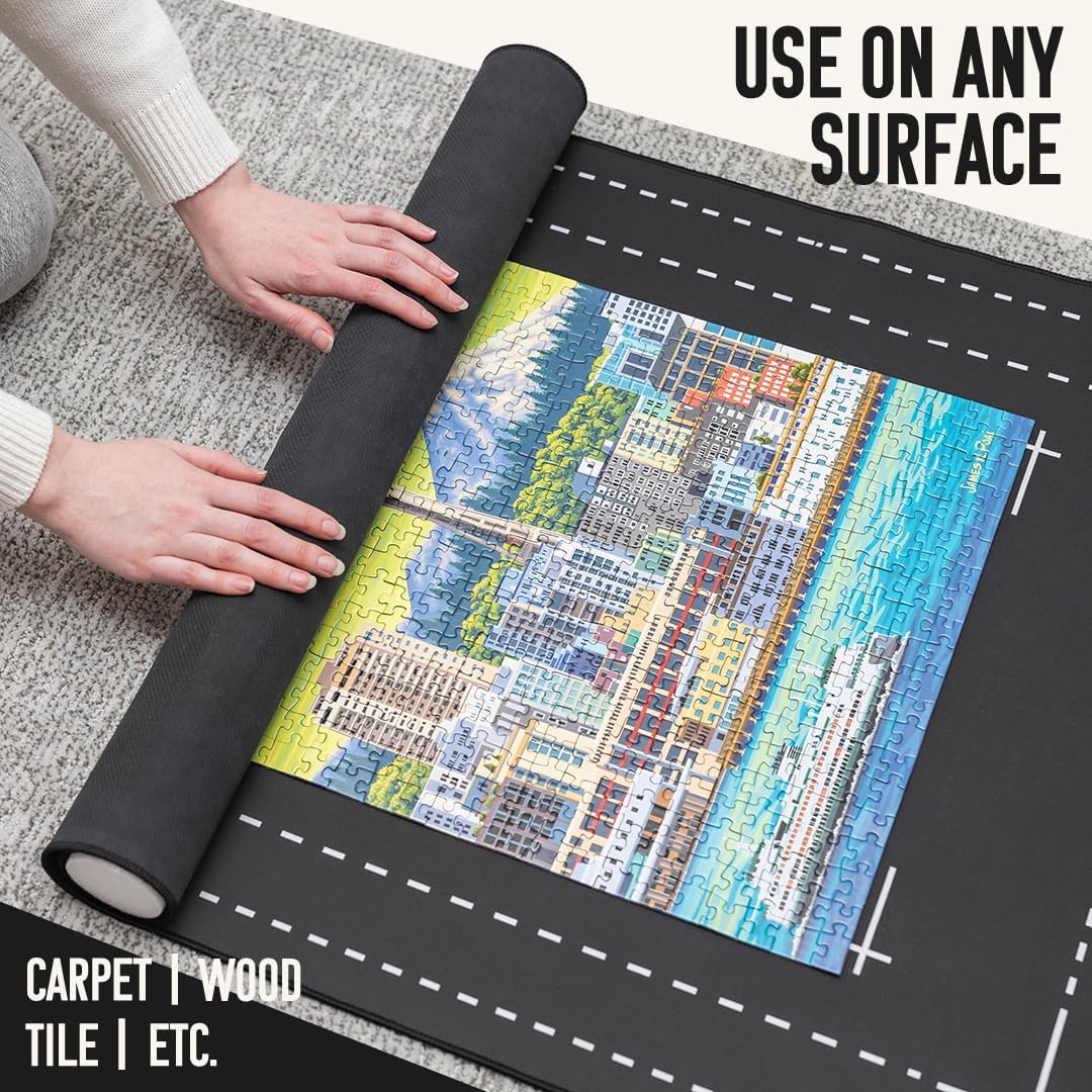 Puzzle Mat for Jigsaw Puzzle Fits 1500 1000 500 Piece Puzzles Roll-Up Puzzle Mat for Adults Kids Storage & Transport by Amuzi