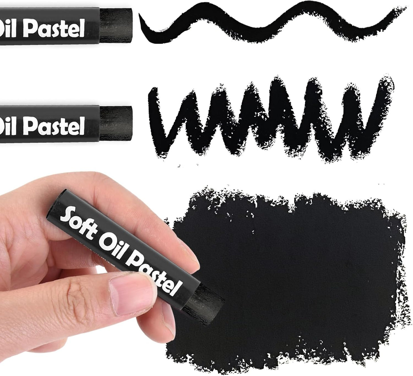 qianshan Soft Oil Pastels 12pc Set of 2 Assorted Colors,Non Toxic,Soft Texture Vibrant and Creamy Oil Crayons Pastels Art Supplies For Professional Artists Beginners Drawing.Black&White