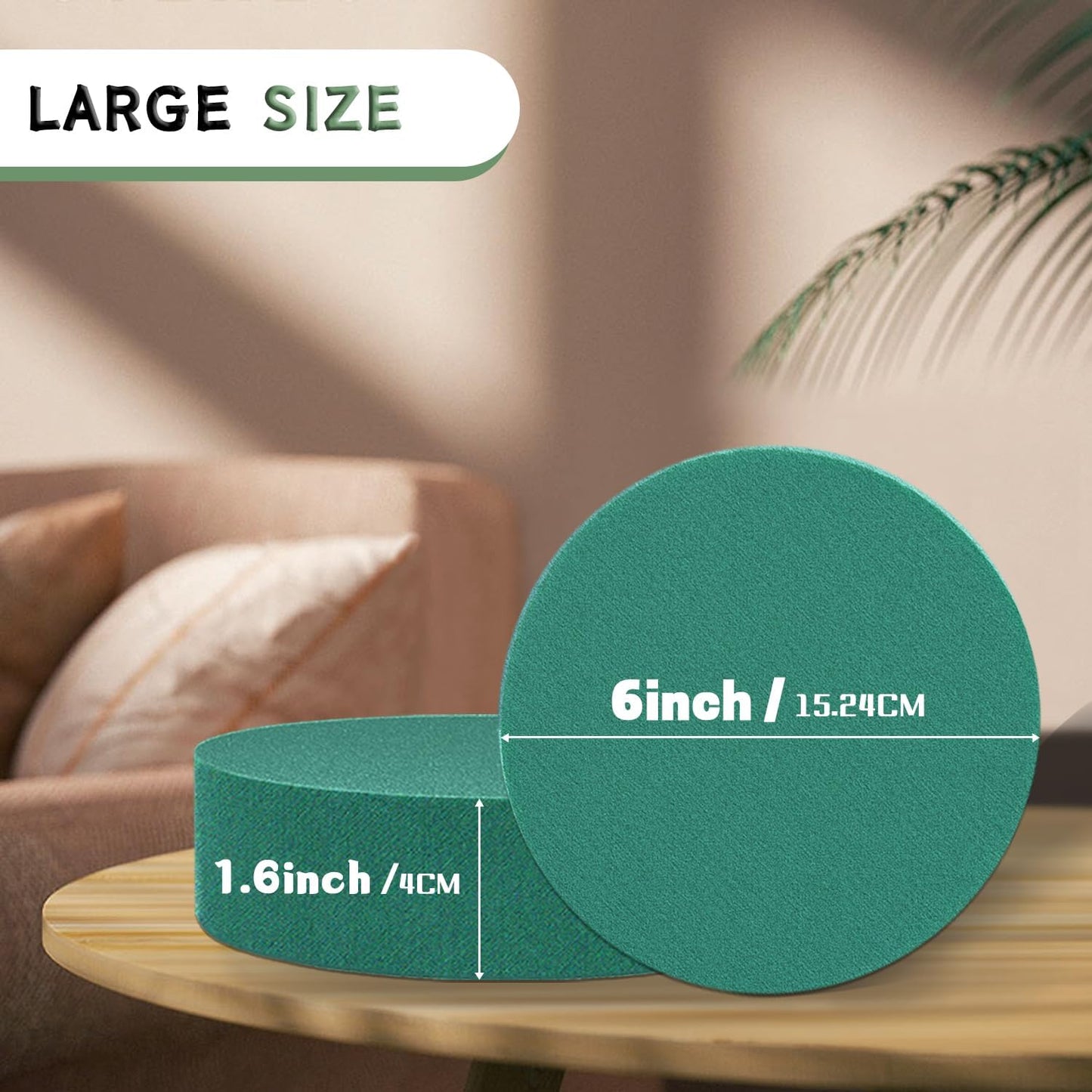 Large Floral Foam Round 6'' SUPKING Flower Foam 4Pcs Florist Foam Blocks Wet Dry Green Foam for Artificial and Fresh Flower Arrangement