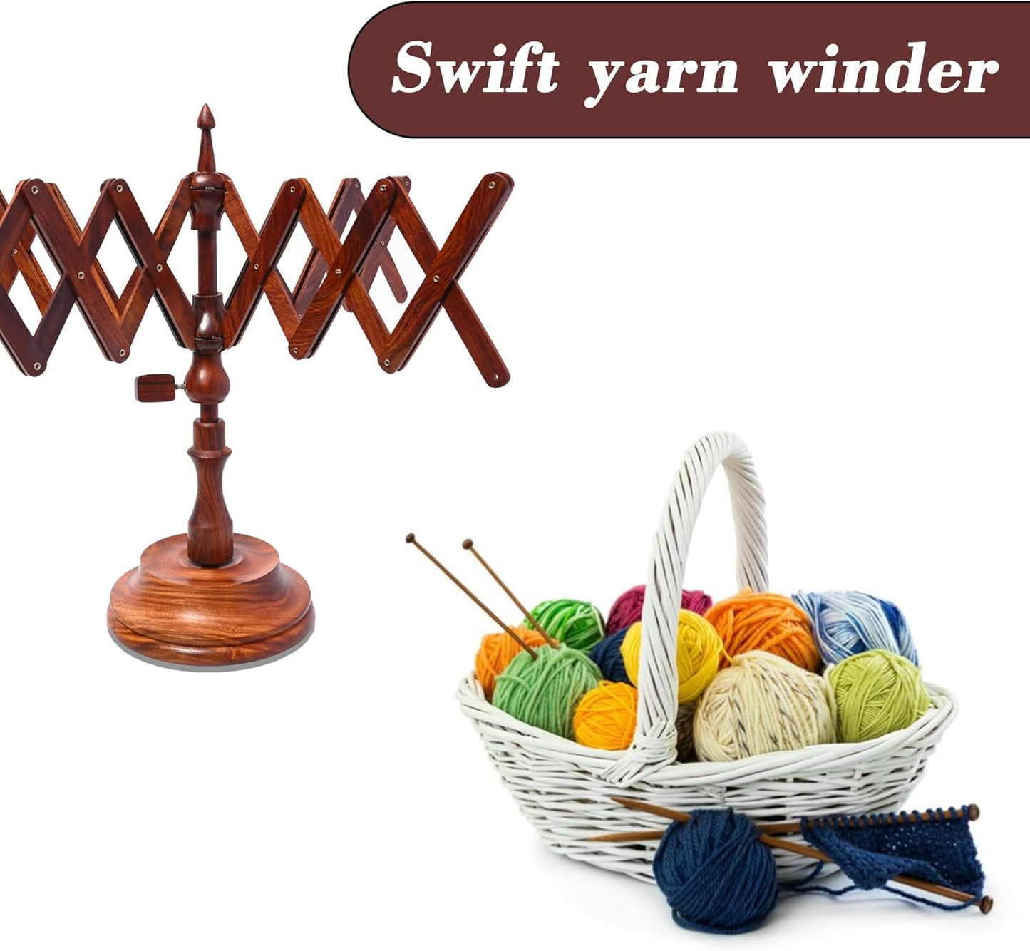 Handcrafted Wooden Table Top Yarn Swift – Rosewood Umbrella Swift for Knitting & Crocheting – Premium Yarn Winder Tool for Crafters & Fiber Artists – Smooth & Durable Design