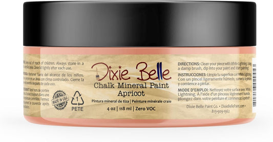 Dixie Belle Paint Company Chalk Finish Furniture Paint - Apricot (4oz) - Matte Pastel Orange Chic Chalk Mineral DIY Furniture Paint