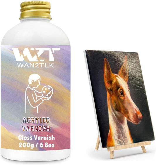 Acrylic Varnish, Professional Gloss Varnish for Acrylic Painting, Seals and Protects Artworks, Non-Toxic, Art Acrylic Paint Sealer for Handmade Artists, Painter & Kids (200ml/Gloss)