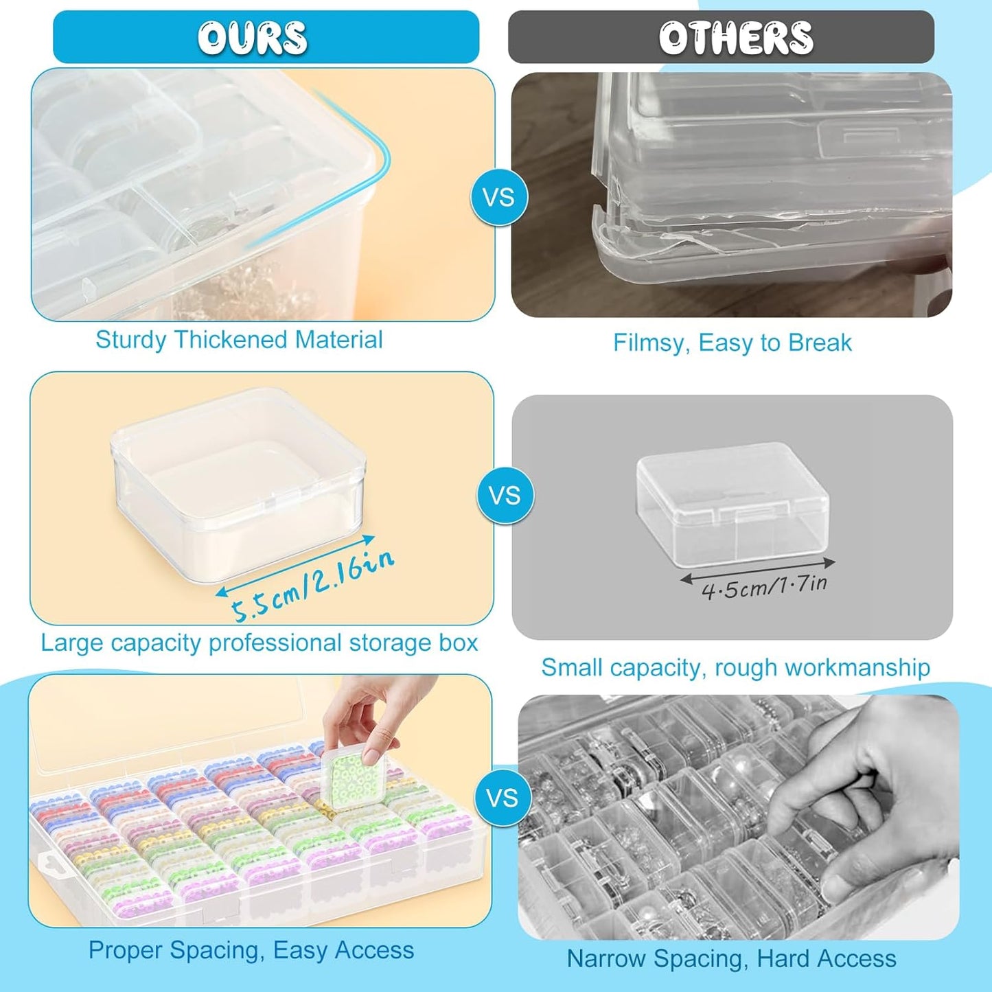 Mathtoxyz Extra Large Bead Organizer, 122 PCS Small Plastic Craft Storage Box with Hinged Lid and Labels Clear Bead Organizers and Storage Boxes for Jewelry, Diamonds, Bracelet Making DIY