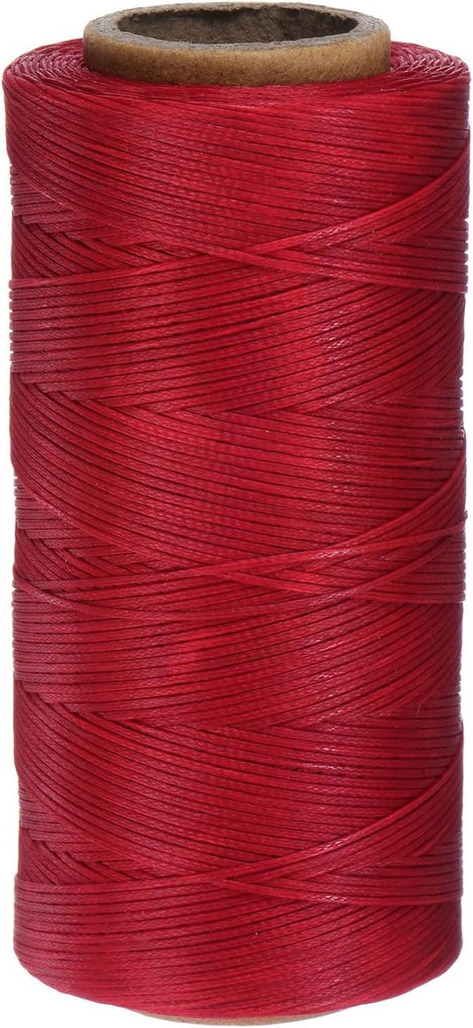 uxcell Leather Sewing Waxed Thread, 284 Yards / 260m 0.8mm 150D Flat Polyester All-Purpose Threads for Leather Crafts, Bookbinding, Red