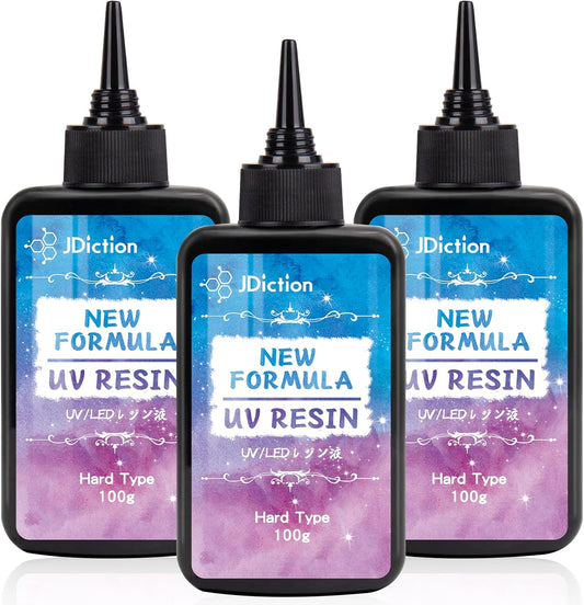 JDiction UV Resin 300g, Crystal Clear UV Resin Solar Cure Sunlight Activated Hard Resin Kit for Jewelry Making, Casting and Coating, DIY Crafts