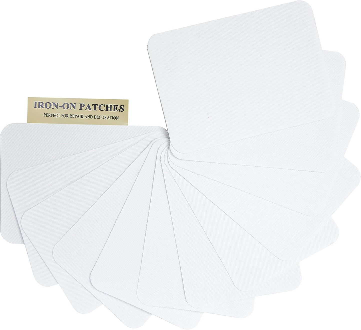 12PCS Fabric Iron on Patches Inside & Outside Strong Glue 100% Cotton Repair Patch for Clothes Pants Mending and Decorating, White