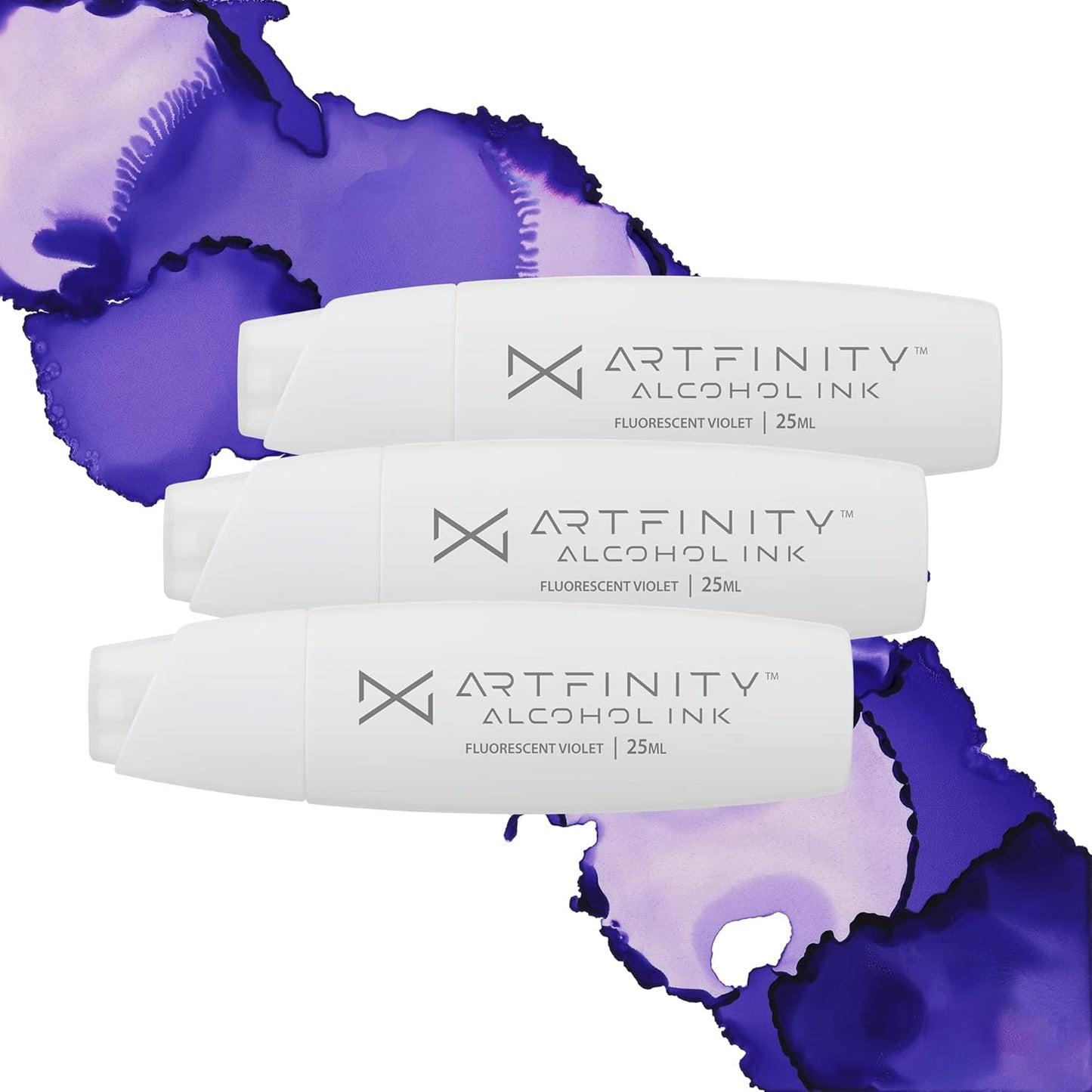 Alcohol Inks 3 Pack - Vibrant, Professional, Dye-Based Alcohol Inks for Artfinity Alcohol Markers, Artists, Drawing, & More! - Fluorescent Violet FBV1