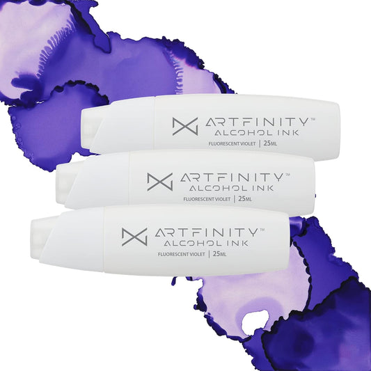 Alcohol Inks 3 Pack - Vibrant, Professional, Dye-Based Alcohol Inks for Artfinity Alcohol Markers, Artists, Drawing, & More! - Fluorescent Violet FBV1
