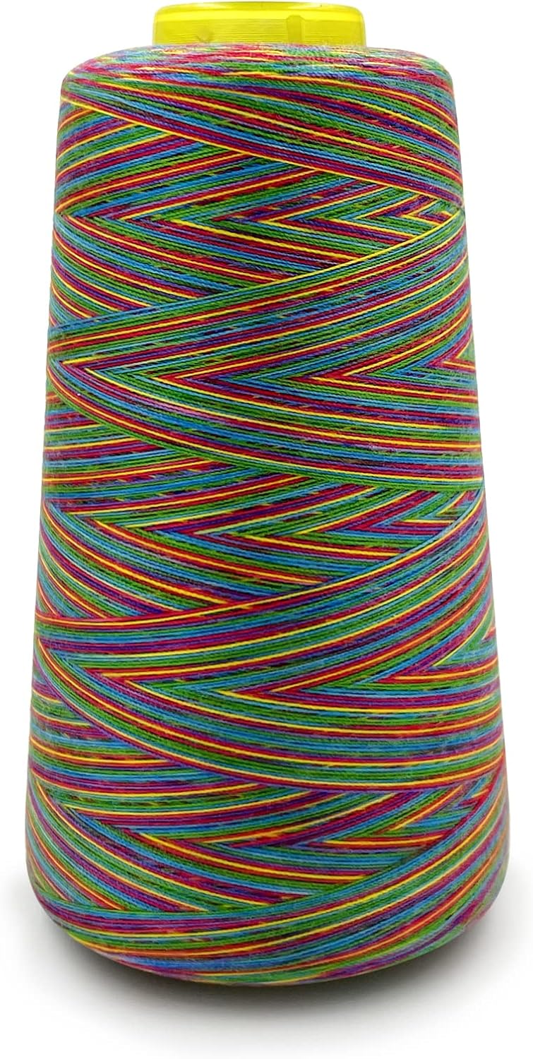 Tortoise 4 Cones of 3000 Yards Each Spool Thread for All Purpose, Serger, Overlock, Quilting, Sewing Machine - 40S/2 Rainbow-3 Polyester Thread