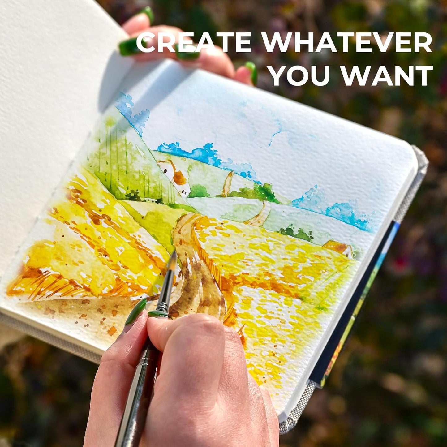 Funto Watercolor Journal, Square, 5.5x5.5, Portable 2-Pack, 48 Pages Each, Gray Cover, 110lb/230gsm, Art Supplies for Mixed Media