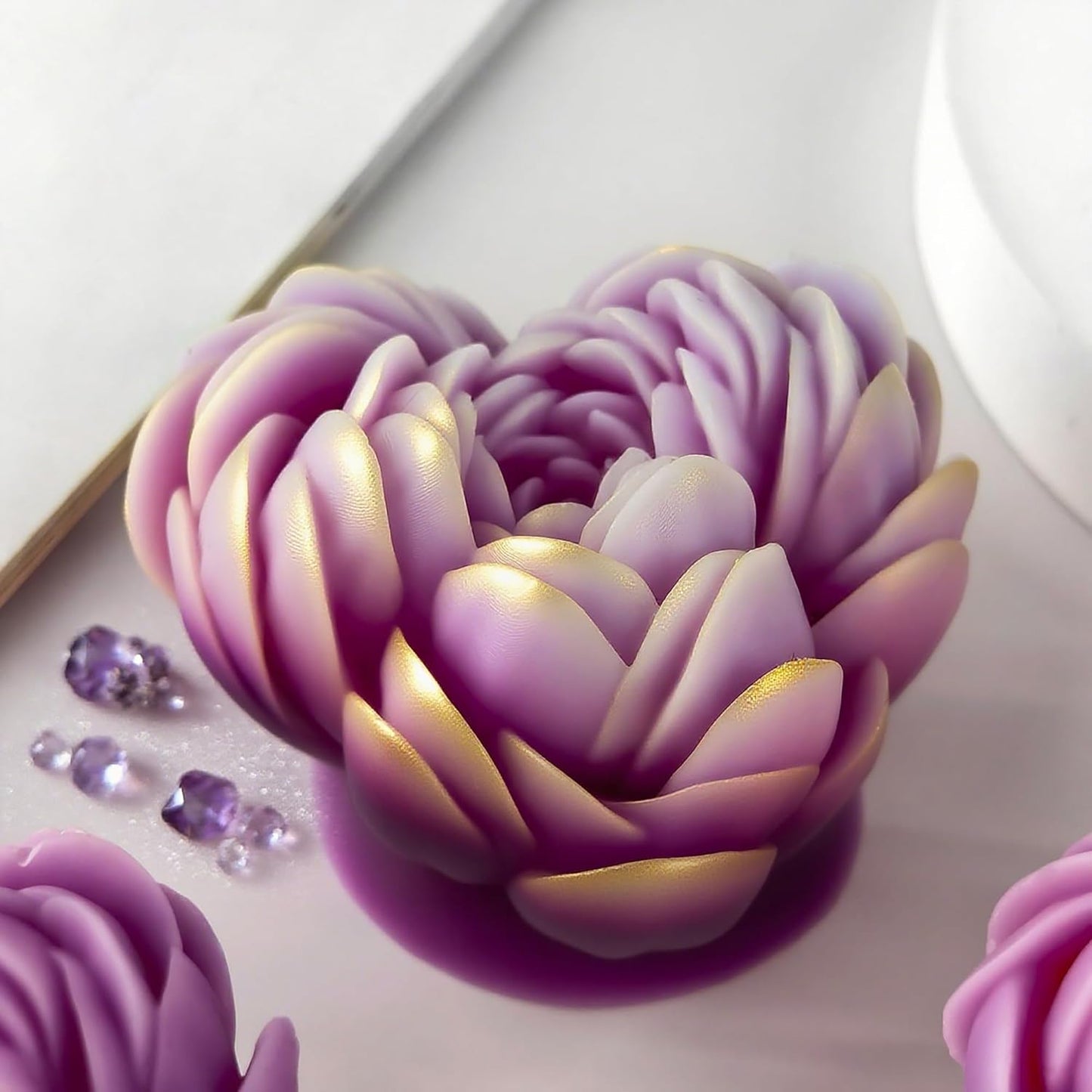 Heart Rose Cylinder Candle & Resin Mold - Resin Casting Silicone Molds for Home Decor & Candle Making Wave Spiral Mold