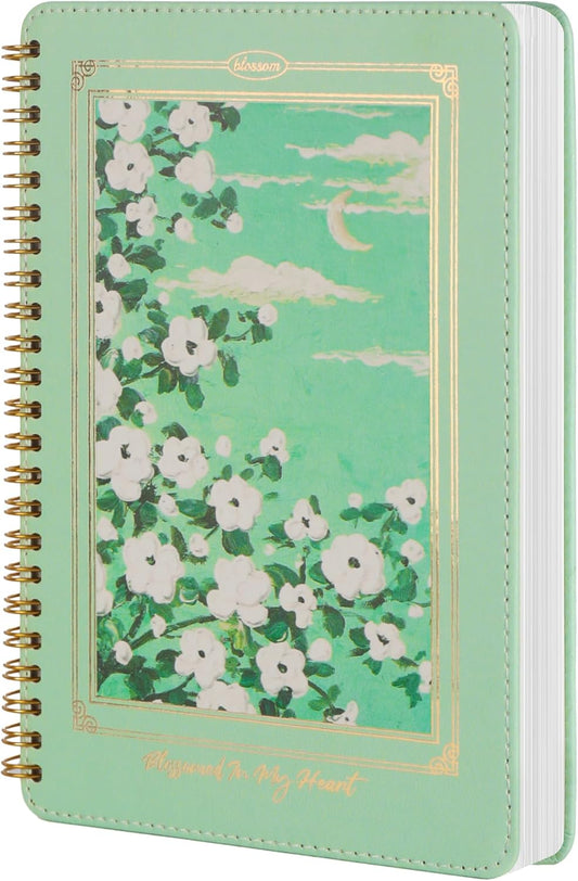 Spiral Notebook for Women, Durable A5 Leather Hardcover Notebooks, 140 Lined Pages, Cute Notebooks for Perfect Supplies at School, 8.3 x 6.2 in