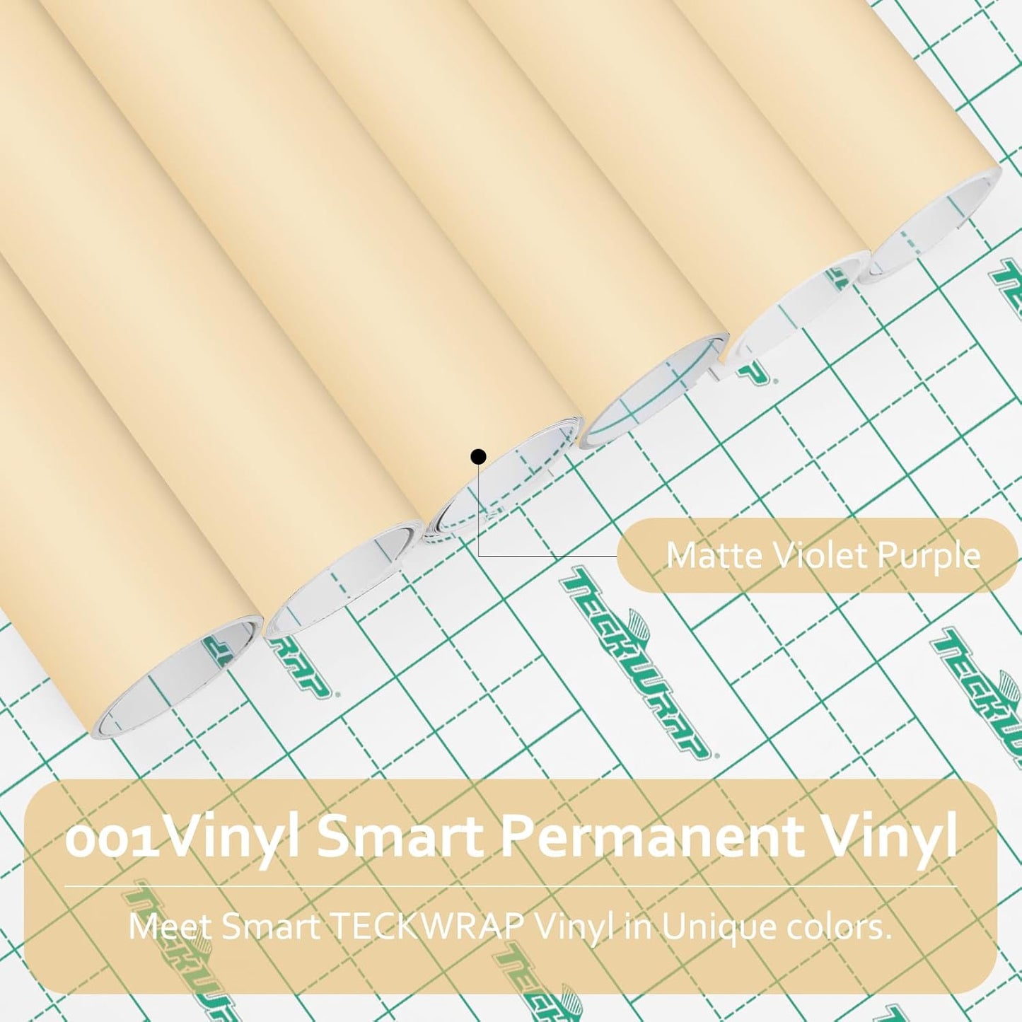 TECKWRAP Matte Vinyl Smart Adhesive Vinyl Permanent,13in x 5ft, Vinyl for DIY Craft Decal Projects, Compatible with Explore3/Maker3, Beige