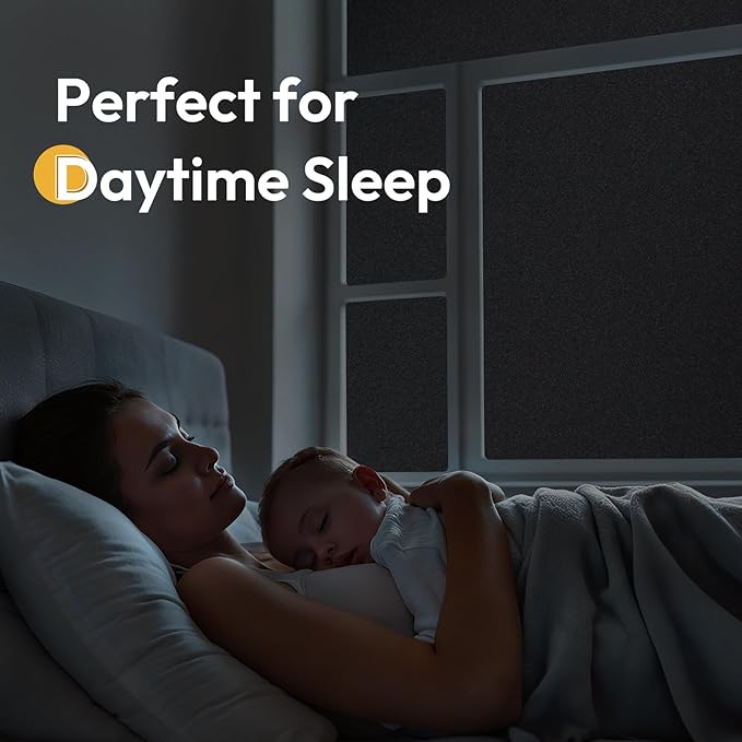 rabbitgoo Blackout Window Film 100% Light Blocking, Static Cling No Glue Easy Install, Removable Room Darkening Window Cover for Daytime Sleep, Bedroom, Nursery, Home Theater, 35.4 by 157.4 inch