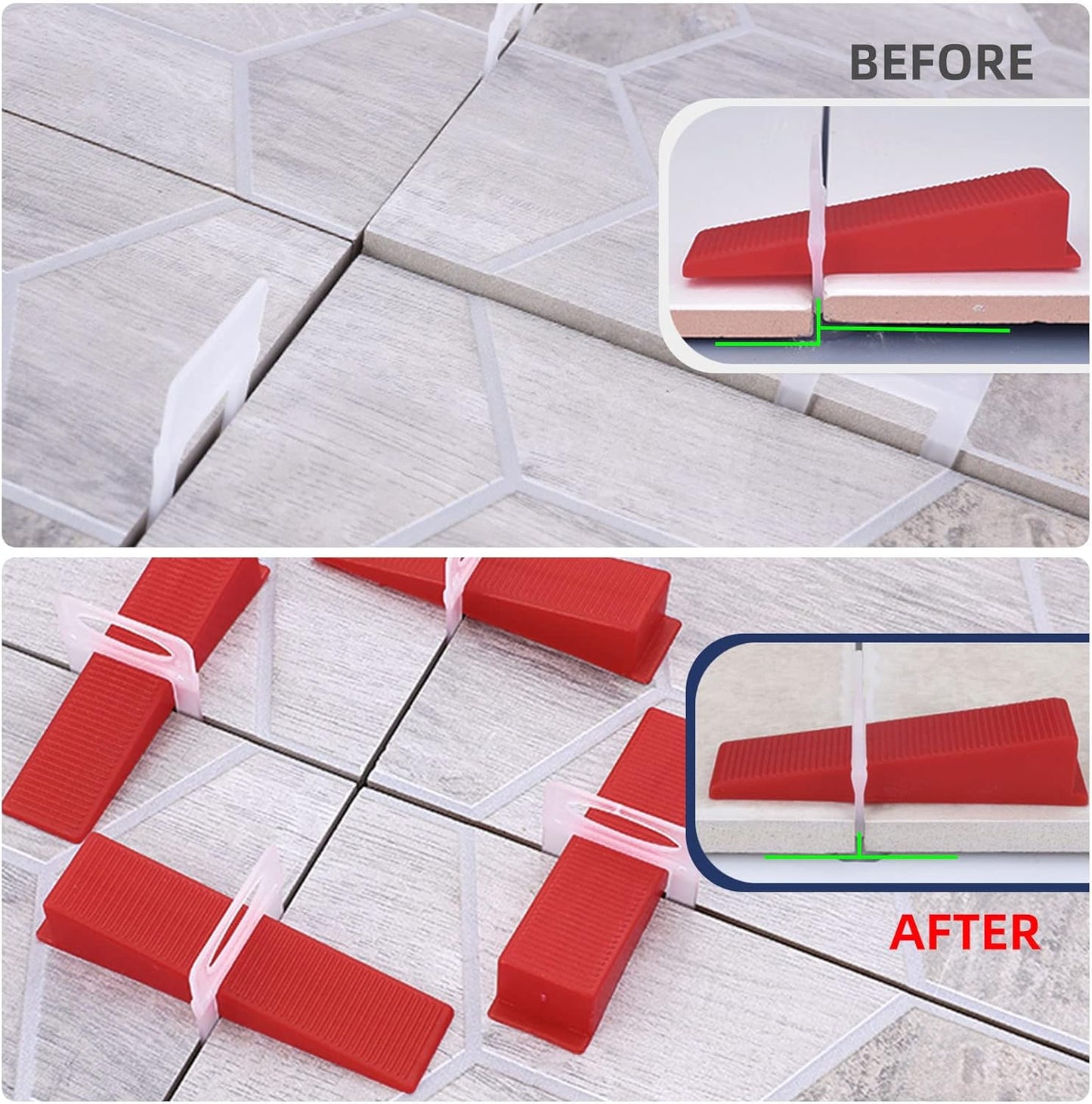 Tile Leveling System with Tile Plier, 1000-Piece Tile Spacers Clips and 200-Piece Reusable Wedges, Tile Leveler Tool Set for Ceramic Tile and Stone Installation (1/8 Inch Tile Spacers)