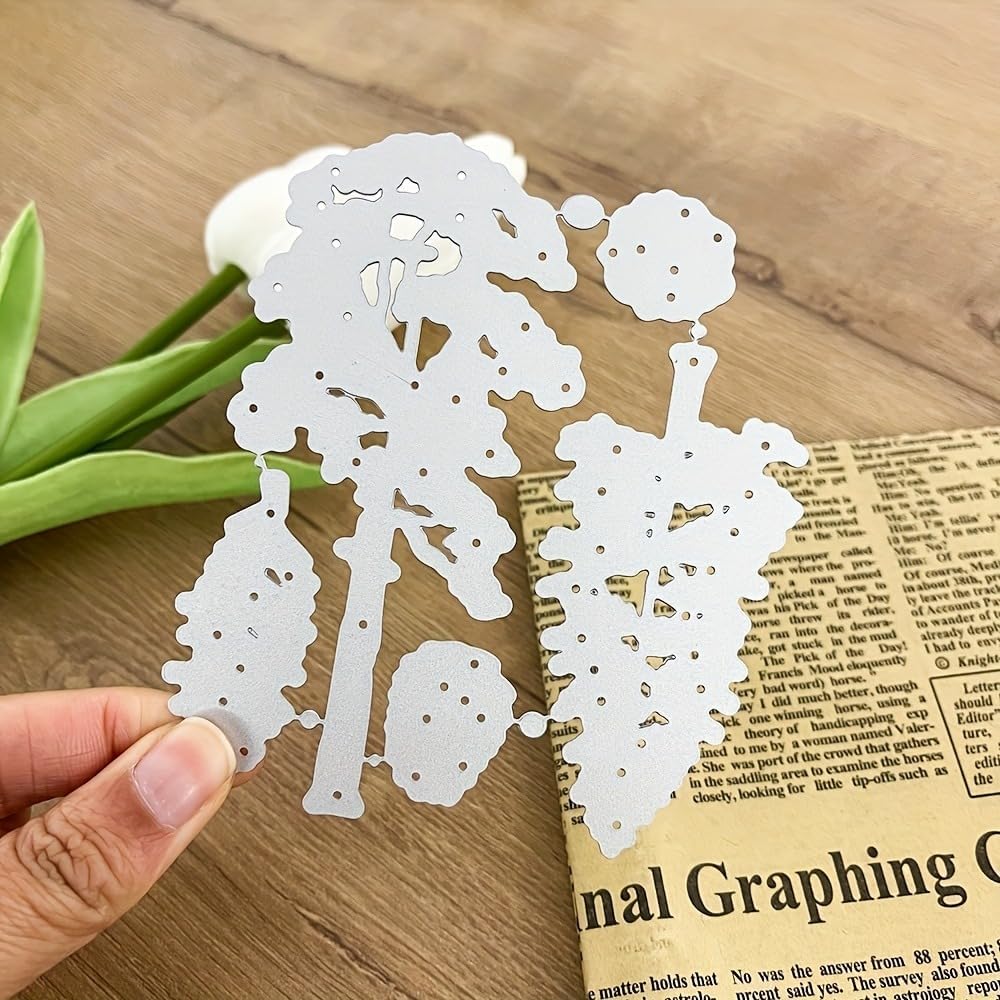Lapoo Flowers Metal Cutting Die for Scrapbooking - Durable, Cut Stencils for DIY Scrapbook Photo Album Decorative Paper Card, Card Making Supplies, Embossing (A Set of Pine Trees 3.6 x 4.1 in)