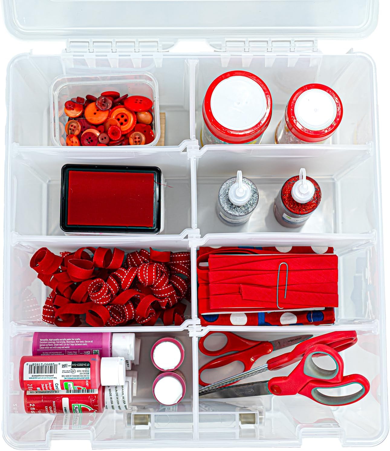 ArtBin 6990AB Super Satchel Double Deep Compartment Box - Art Storage with 8 Removable Compartments, Smart Closure for Craft Supplies (Gold- Pack of 1)