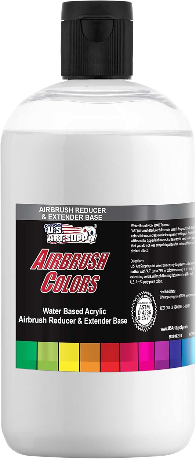 U.S. Art Supply 16-Ounce Airbrush Thinner Reducer and Extender Base for Acrylic Paints - Airbrush Paint Thinner, Reduces Viscosity, Improves Flow, Thins Acrylic Pouring Paint
