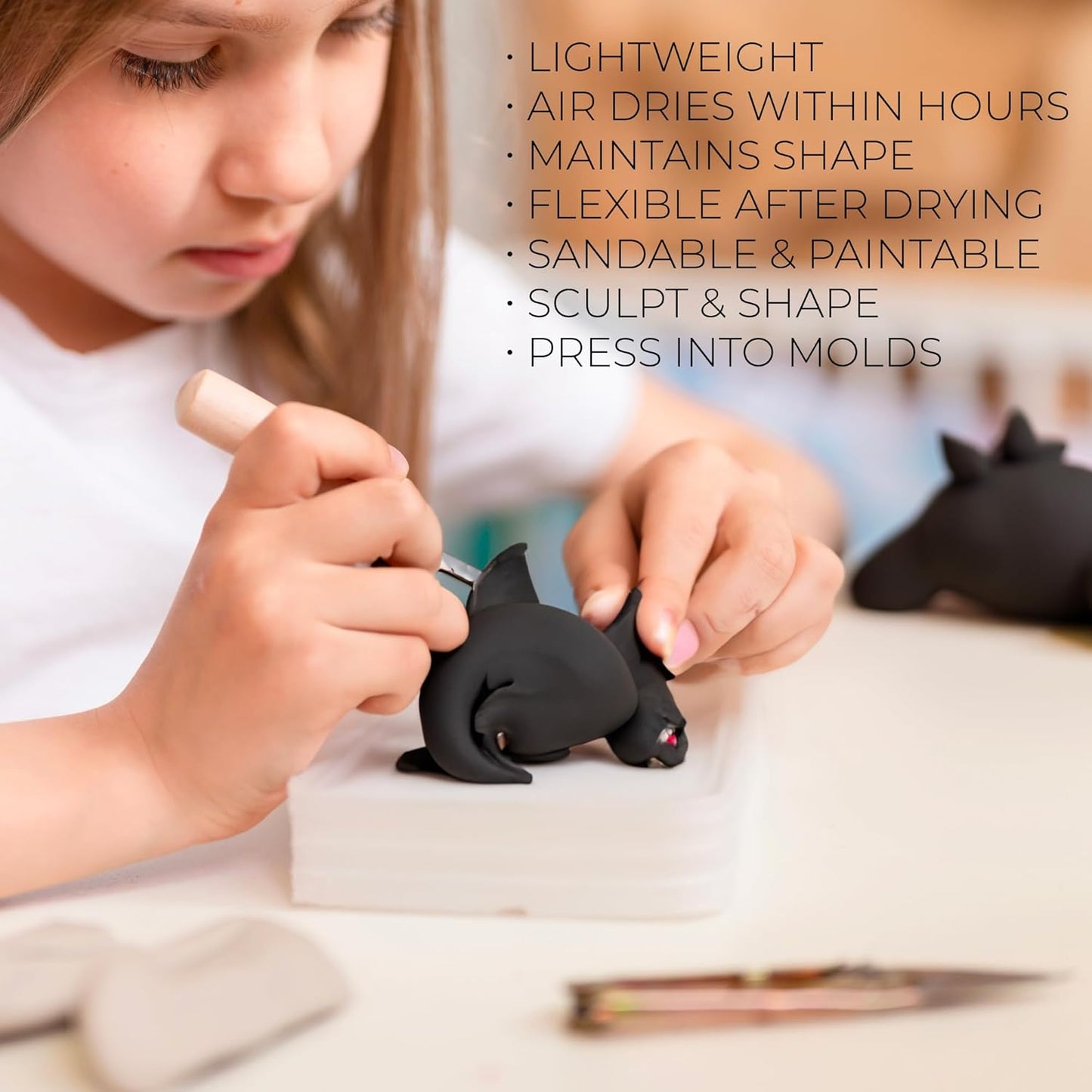 Foam Clay Air Dry Foam Modeling Clay - Cosplay Soft Clay for Slime Add Ins, Molding Clay for Sculpting with Eva Foam - 300 Gram Black Air Dry Clay